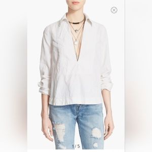 Free People Ready or Not linen cotton Blouse S